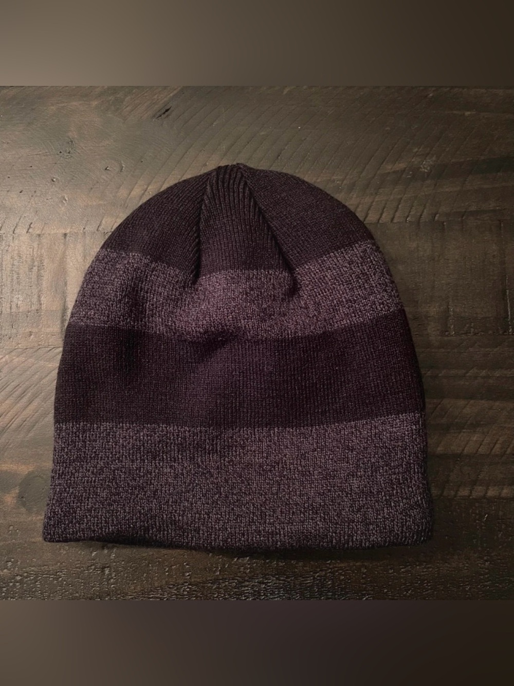 Tek Gear Boys Beanie Winter Hat Black & Gray Striped One Size